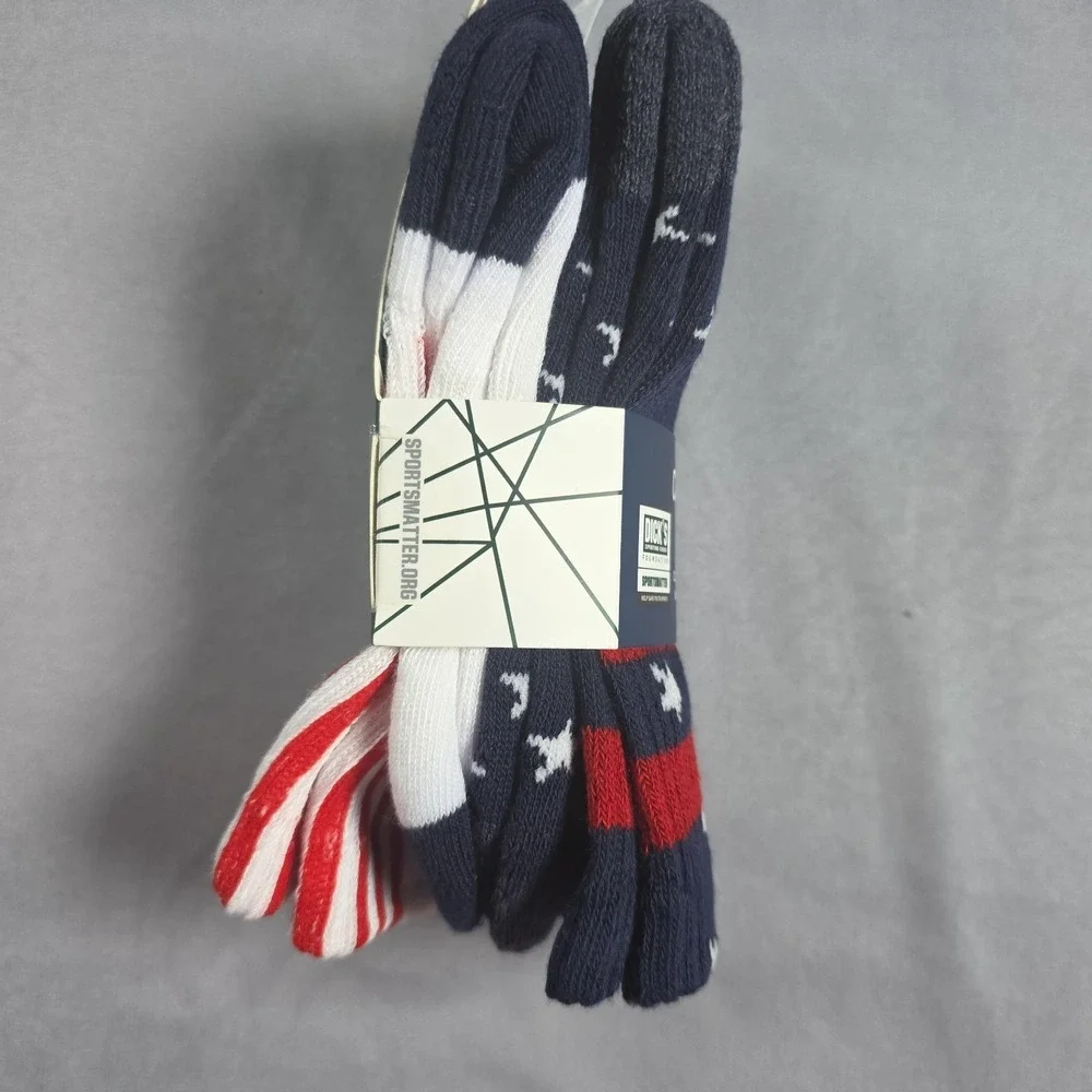 Dick's Sporting Goods Patriotic Stars & Stripes Crew Socks 2 Pack size 13K-4Y